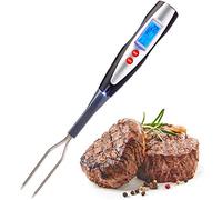 Westmark Tenedor para asar a la parrilla con termómetro, Con pantalla LED y linterna, Longitud: 38,5 cm, Acero inoxidable/plástico/silicona, Plata/negro/rojo, 15042280
