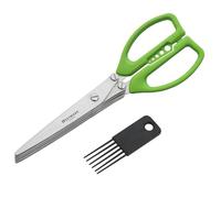 Westmark Tijeras para hierbas con peine de limpieza, 5 pares de hojas, Longitud de la hoja de corte: 20 cm, Acero inoxidable/plástico, Color: plata/verde, 11752280