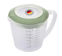 Westmark Vaso mezclador Helena - 1,4 l, con tapa y antisalpicaduras | Para batidoras de mano, pico con colador, escala graduada, aro de goma antideslizante, sin BPA, transparente/verde, 3105227M