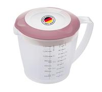 Westmark Vaso mezclador Helena - 1,4 l, con tapa y antisalpicaduras | Para batidoras, pico con colador, escala graduada, antideslizante, sin BPA, Made in Germany, transparente/rosa, 3105227P