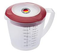 Westmark Vaso mezclador/medidor con protector contra salpicaduras, Tapa y pico, Plástico, Capacidad: 1,4 litros, Helena, Transparente/rojo, 3105227R