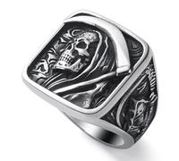 WESTMIAJW Anillo de calavera para hombre, de acero inoxidable, gótico, punk, gótico, segador, pulpo, pirata, calavera, joyería para hombre, tallas Q, S, T1/2, V1/2, Y, Z+1, Acero inoxidable