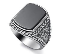 WESTMIAJW Anillo de ónix negro para hombre, acero inoxidable, con sello de piedra preciosa para hombre, ónix natural, talla Q, S, T1/2, V1/2, Y, Z+1, Acero inoxidable Piedra preciosa.