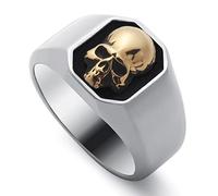 WESTMIAJW Anillos de calavera para hombre, acero inoxidable, gótico, punk, anillo de calavera, joyería de joyería de tamaño Q,S,T1/2,V1/2,Y,Z+1, Q, Acero inoxidable