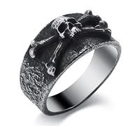 WESTMIAJW Anillos de Calavera para Hombre de Acero Inoxidable Anillo Gótico Punk Tamaño Q,S,T1/2,V1/2,Y,Z+1, Acero inoxidable