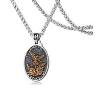 WESTMIAJW Collar con colgante de medalla de San Cristóbal Miguel dorado, regalo para hombres y niños, 60 cm, 60cm x 3mm (LxW), Acero inoxidable