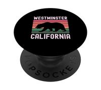 Westminster California Bear Retro, Condado de Orange, SoCal Beach PopSockets PopGrip Adhesivo