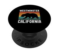 Westminster California Bear Retro, Condado de Orange, SoCal Beach PopSockets PopGrip Adhesivo