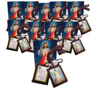 Westmon Works Divine Mercy - Juego de tarjetas de escapulario y sagrado a granel, paquete de tarjetas tradicionales de fieltro marrón y tarjetas de oración, juego de 12 de cada uno, Lana, No es una