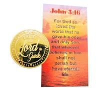 Westmon Works Gods Word is Our Compass Token Pack Metal Pocket Trinket with John 3:16 Christian Holy Card Gift Set, S, Metal, No es una piedra preciosa
