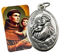 Westmon Works Juego de medallas de San Antonio, medallón de metal italiano con tarjeta de santo de oración hecha en Estados Unidos