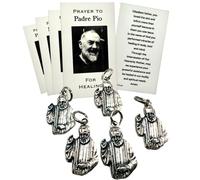 Westmon Works Juego de medallas de San Pío, mini colgantes italianos y tarjetas sagradas, 5 de cada uno