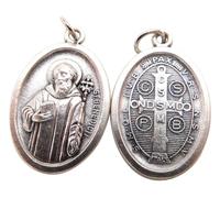 Westmon Works Medalla de San Benito hecha en Italia, medallones ovalados y tarjeta sagrada con tarjetas de oración de doble cara