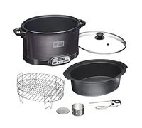 WESTON BRANDS 2 en 1 ahumador eléctrico para interiores y olla lenta programable, 6 cuartos de galón, con estante para fumar de 3 niveles para carne, queso y más, apto para lavaplatos, sonda de
