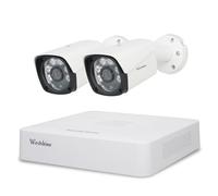 WESTSHINE Kit Cámaras de Vigilancia, Detección de Persona/Vehículo, 5M-N 4CH híbrido 5-en-1 Grabadora DVR y 2 1080P Cámaras Vigilancia CCTV Exterior, IP67, Visión Nocturna(Disco Duro No Incluido)