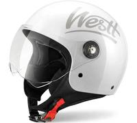 Westt Casco Moto Jet Hombre Mujer - Ligero 1100g con Visera Transparente - Homologación ECE 22.06 - Interior Desmontable y Lavable - Tallas S (55-56cm), M (57-58cm), L (59-60cm), XL (60-61cm)