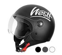 Westt Casco Moto Jet Hombre Mujer - Ligero 1100g con Visera Transparente - Homologación ECE 22.06 - Interior Desmontable y Lavable - Tallas S (55-56cm), M (57-58cm), L (59-60cm), XL (60-61cm)