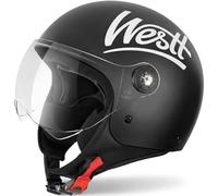 Westt Classic Casco Moto Hombre Mujer con Visera ECE-R 22.06 Transparente capacete Casco Jet Moto Abierto Scooter, Certificado ECE, Tallas S-XL