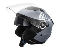 Westt Jet Casco Moto Certificado ECE 22.06 Hombre Mujer Casco de Moto con Doble Visera capacete Casco Jet Scooter Trail, Gris Mate, M (57-58 cm)