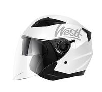 Westt Jet Casco Moto Certificado ECE 22.06 Hombre Mujer Casco de Moto con Doble Visera capacete Casco Jet Scooter Trail, Blanco metálico, M (57-58 cm)