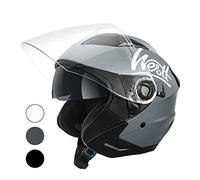 Westt Jet Casco Moto Certificado ECE 22.06 Hombre Mujer Casco de Moto con Doble Visera capacete Casco Jet Scooter Trail, Gris Mate, S (55-56 cm)