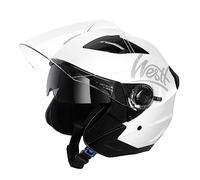 Westt Jet Casco Moto Certificado ECE 22.06 Hombre Mujer Casco de Moto con Doble Visera capacete Casco Jet Scooter Trail, Blanco metálico, S (55-56 cm)