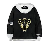 westtrend Anime Black Clover Chaqueta de Mezclilla Asta Fake Dos Prendas de Vestir Exteriores Black Clover Hoodie Hip Hop Denim Chaqueta con Capucha