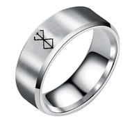 westtrend Berserk Guts Guts Anillos Anime Logotipo Personaje Cráneo Caballero Guts Dedo Anillos Cosplay Prop Negro Espadachín Láser Tallado Anillos Decoración de Moda