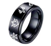westtrend Genshin Impact Anillos Anime Venti Xiao Personaje Zhongli Hutao Diluc Anillos Cosplay Prop Grabado Láser Rotatable Genshin Impact Anillos Decoración de Moda