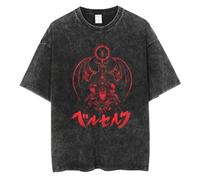 westtrend Hombres Lavado Camiseta Berserk Lavado Camiseta Anime Guts Cráneo Caballero Gráfico Tshirt Guts Berserk Espadachín Negro Vintage Do Old Tops