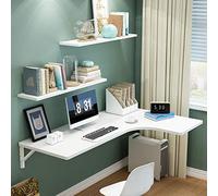 WESTWILD Escritorio Flotante de Estilo Moderno, Plegable, para Montar en la Pared, Estable y Duradero, Convertible, fácil instalación, Carga máxima de 50 kg/110 LB, Blanco, 8