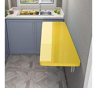 WESTWILD Mesa Plegable de Pared multifunción para el hogar, la Oficina, la Cocina, el lavadero y los niños. Diseño Compacto. Altura Ajustable (Amarillo, 120 x 50 cm).