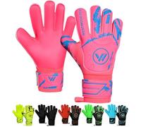 WESTWOOD FOX Guantes de Portero, Guantes de Fútbol con Protección de los Dedos para Niños, Adultos, Palma Antideslizante de Látex Dumbo (Rosa-Blanco, Talla 9 Adecuada para Adultos - M)