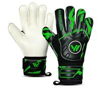 WESTWOOD FOX Guantes de portero, protección de dedos, guantes de portero de fútbol para niños, jóvenes, adultos, palma de agarre pesado con látex Dumbo de 4 + 3 mm, soporte de muñeca (negro-verde