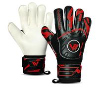 WESTWOOD FOX Guantes de portero, protección de dedos, guantes de portero de fútbol para niños, jóvenes, adultos, palma de agarre pesado con látex Dumbo de 4 + 3 mm, soporte de muñeca (negro-rojo