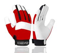 WESTWOOD FOX Guantes de trabajo de jardinería a prueba de espinas de jardín, flexibles y resistentes, de cuero, para mecánicos, de utilidad, transpirables, para el trabajo, hombres y mujeres