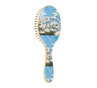 Wet Brush - Cepillo desenredante para todo tipo de cabello, cerdas suaves que se deslizan a través de los enredos con fondo azul margarita para cabello húmedo y seco