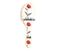 Wet Brush - Cepillo desenredante para todo tipo de cabello, cerdas suaves que se deslizan a través de los enredos con facilidad flor roja para cabello húmedo y seco