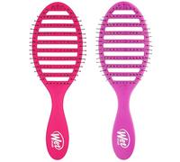 Wet Brush Cepillo desenredante Speed Dry, diseño ventilado para un secado rápido, cerdas HeatFlex ultrasuaves para eliminar nudos sin dolor, todo tipo de cabello (rosa y morado, paquete de 2)