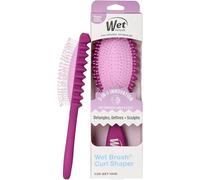 Wet Brush Cepillo moldeador de rizos con ranuras para esculpir, define rizos y bobinas de raíz a punta, cerdas flexibles para desenredar el cabello mojado, herramienta de peinado que mejora el rebote