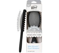 Wet Brush Cepillo moldeador de rizos con ranuras para esculpir, define rizos y bobinas de raíz a punta, cerdas flexibles para desenredar el cabello mojado, herramienta de peinado que mejora el rebote
