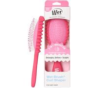 Wet Brush Cepillo moldeador de rizos con ranuras para esculpir, define rizos y bobinas de raíz a punta, cerdas flexibles para desenredar el cabello mojado, herramienta de peinado que mejora el rebote
