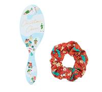 Wet Brush Desenredante original de elfo festivo. Cerdas ultra suaves para todo tipo de cabello, mojado, seco o dañado. 1 cepillo y un coletero con cada juego de regalo de cepillo festivo.