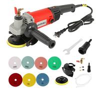 Wet Grinder/Polisher 1400W Adjustable Speed Electric Water Injection Polishing Machine for Marble Granite Wet Stone with 7 pcs polishing Pad Variable Speed