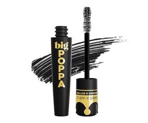 wet n wild, Big Poppa Mascara, Volumen Intenso, Máscara para Alargar las Pestañas, Fórmula Enriquecida con Aceite de Ricino y sin Escamas, Intensidad, Negro más Negro