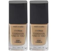 Wet n Wild - Photo Focus Foundation DEWY - Base Ligera, Hidratante y Supernutritiva para Pieles Normales y Secas - Atenúa las Imperfecciones y Minimiza los Poros - Vegano - Golden Beige - 1 Unidad