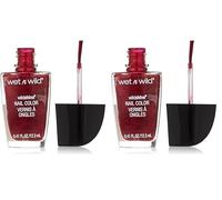 Wet n Wild - Wild Shine Nail Color - Esmalte de Uñas de Secado Rápido - Pintauñas Rojo Metalizado de Larga Duración - Acabado Brillante, Textura y Efecto Fabuloso - Burgundy Frost (Paquete de 2)
