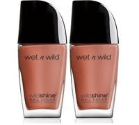 Wet n Wild - Wild Shine Nail Color - Esmalte de Uñas de Secado Rápido - Pintauñas Rojo Teja de Larga Duración - Acabado Brillante, Textura y Efecto Fabuloso - Casting Call (Paquete de 2)