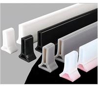 Wet Room - Sello flexible para mampara de ducha, barrera flexible para suelo de baño y represa de alféizar, tiras de silicona para habitaciones húmedas, tiras de fijación plegables ajustables para