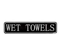 Wet Towels - Letrero de metal para baño, lavandería, decoración de piscina, casa, pared, toalla, recordatorio, letrero rústico, 40,6 x 10,2 cm